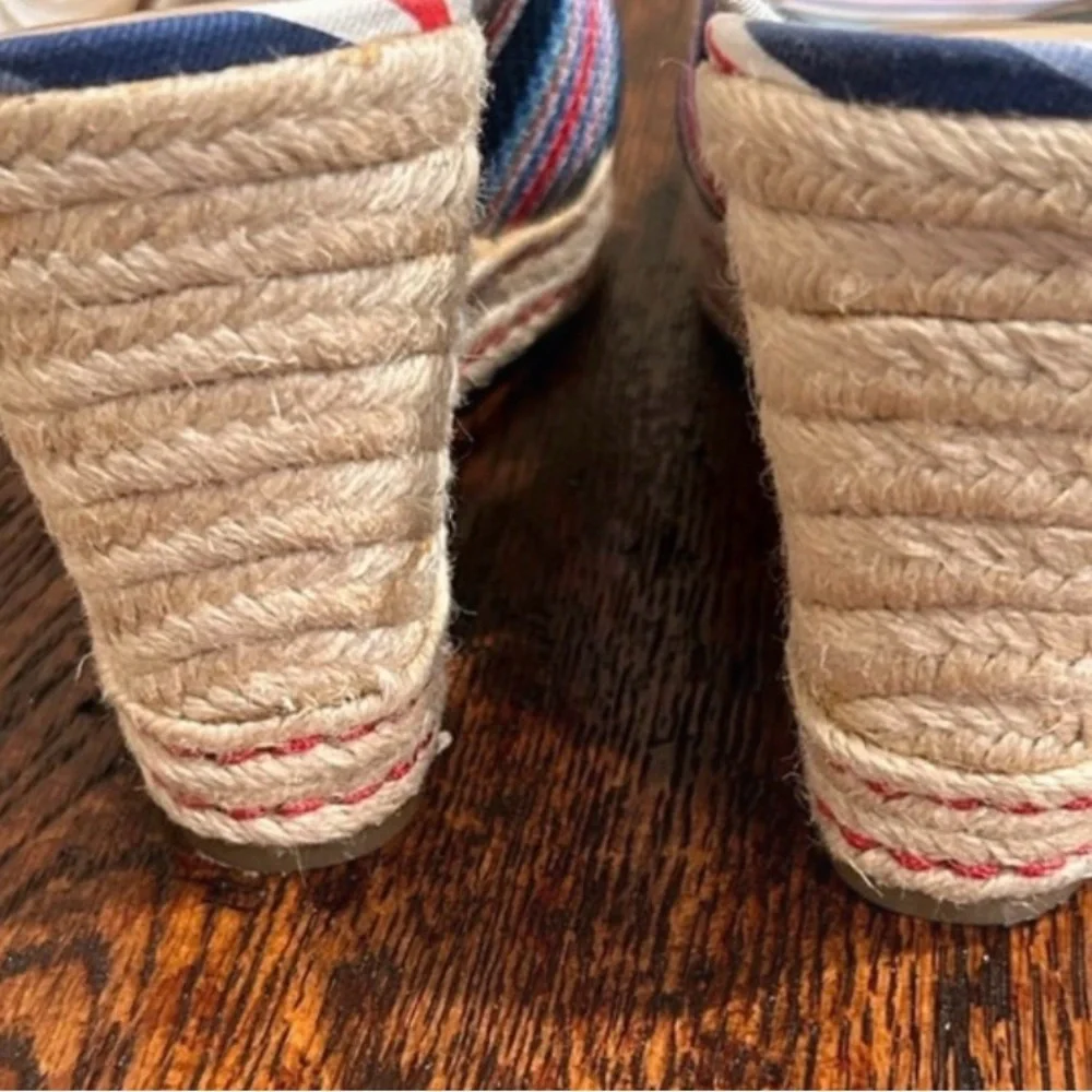 Tommy Hilfiger Striped Espadrille Wedge Sandals | Size 9